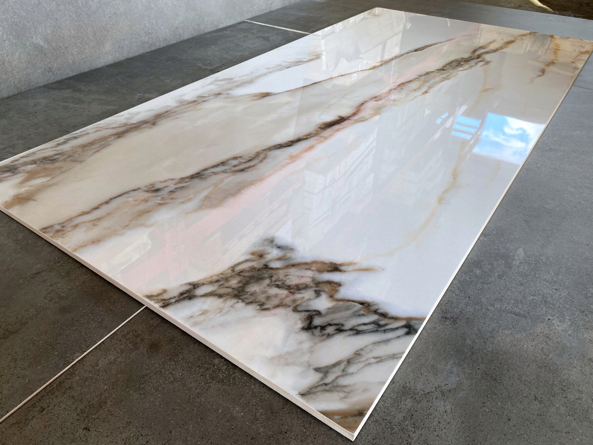 Gres marmurowy 120x60 CALACATTA GOLD wysoki POŁYSK