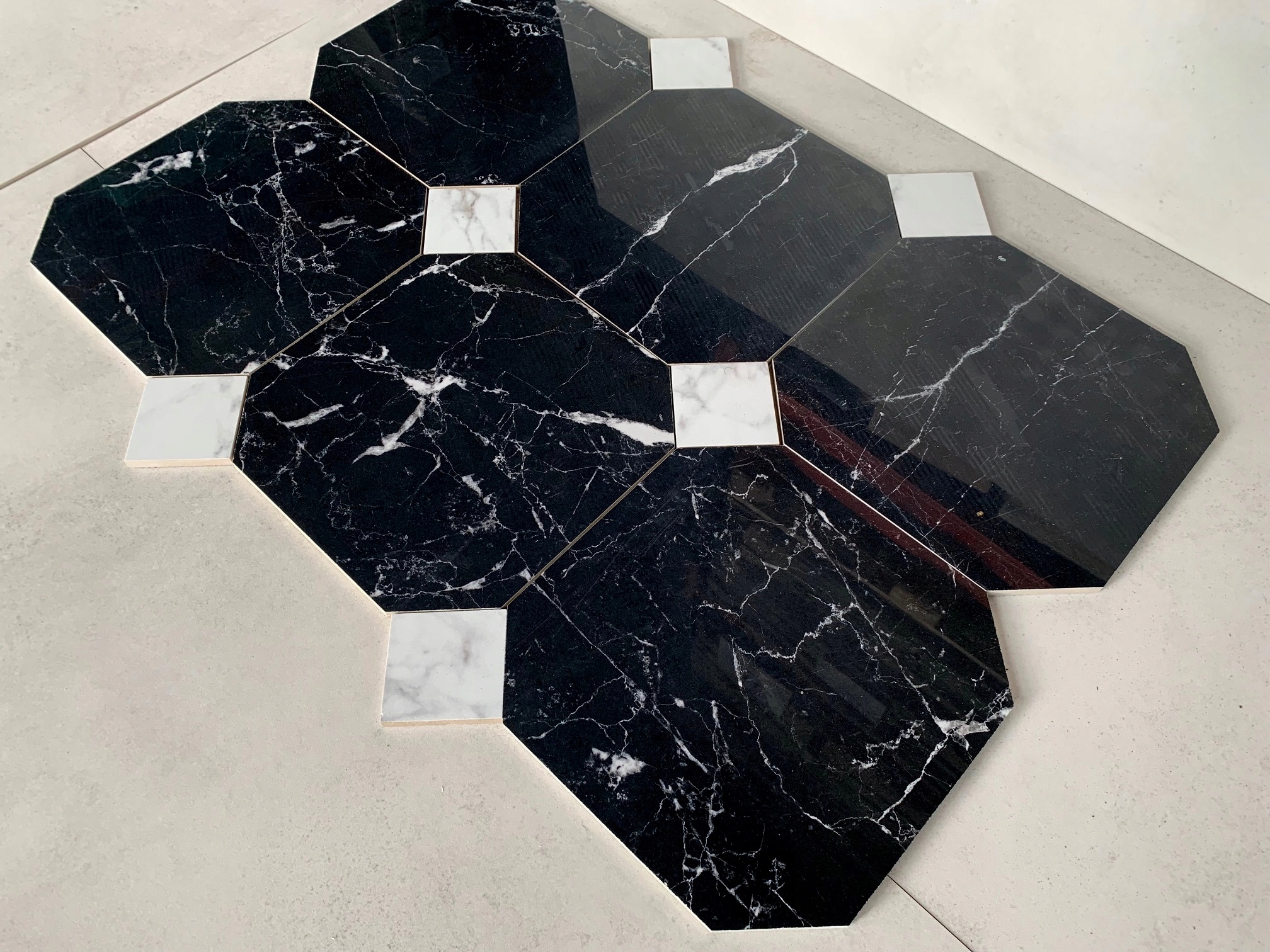 CZARNY MARMUR oktagon gres polerowany MAGIC POŁYSK