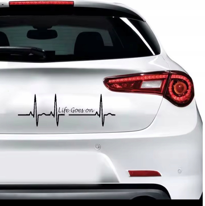 Naklejka Wlepka na Auto Sticker Life Goes On - Życie toczy się dalej motto
