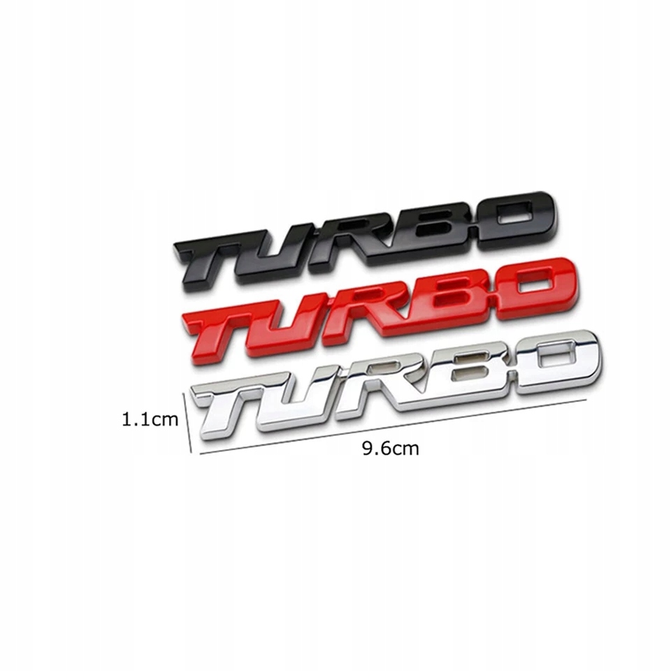 Emblemat Turbo Turbinka Drag Speed Srebrny NAPIS Silver Wyścigi Naklejka