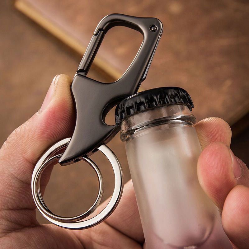 Karabińczyk do kluczy Breloczek Mini Nożyk EDC Otwieracz do butelek 2 kółka