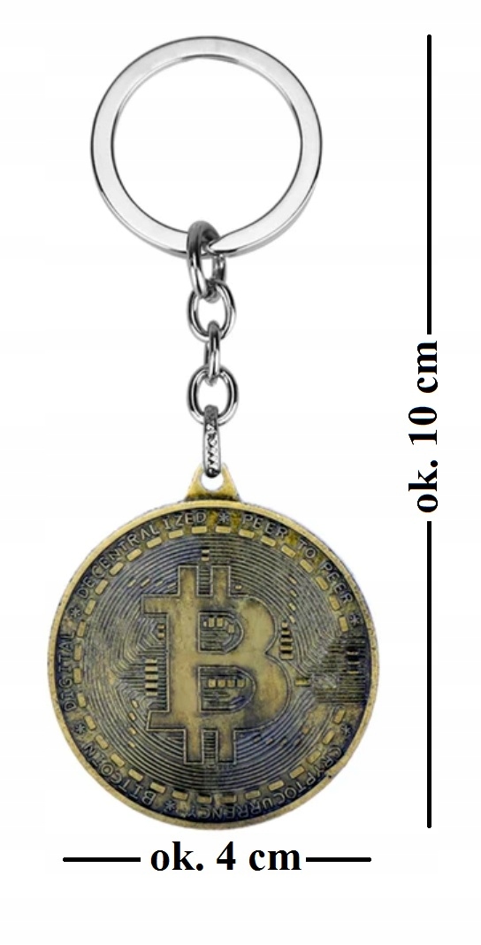 1 2409 Breloczek Moneta Bitcoin Krypto Waluta Brąz Blockchain Mining