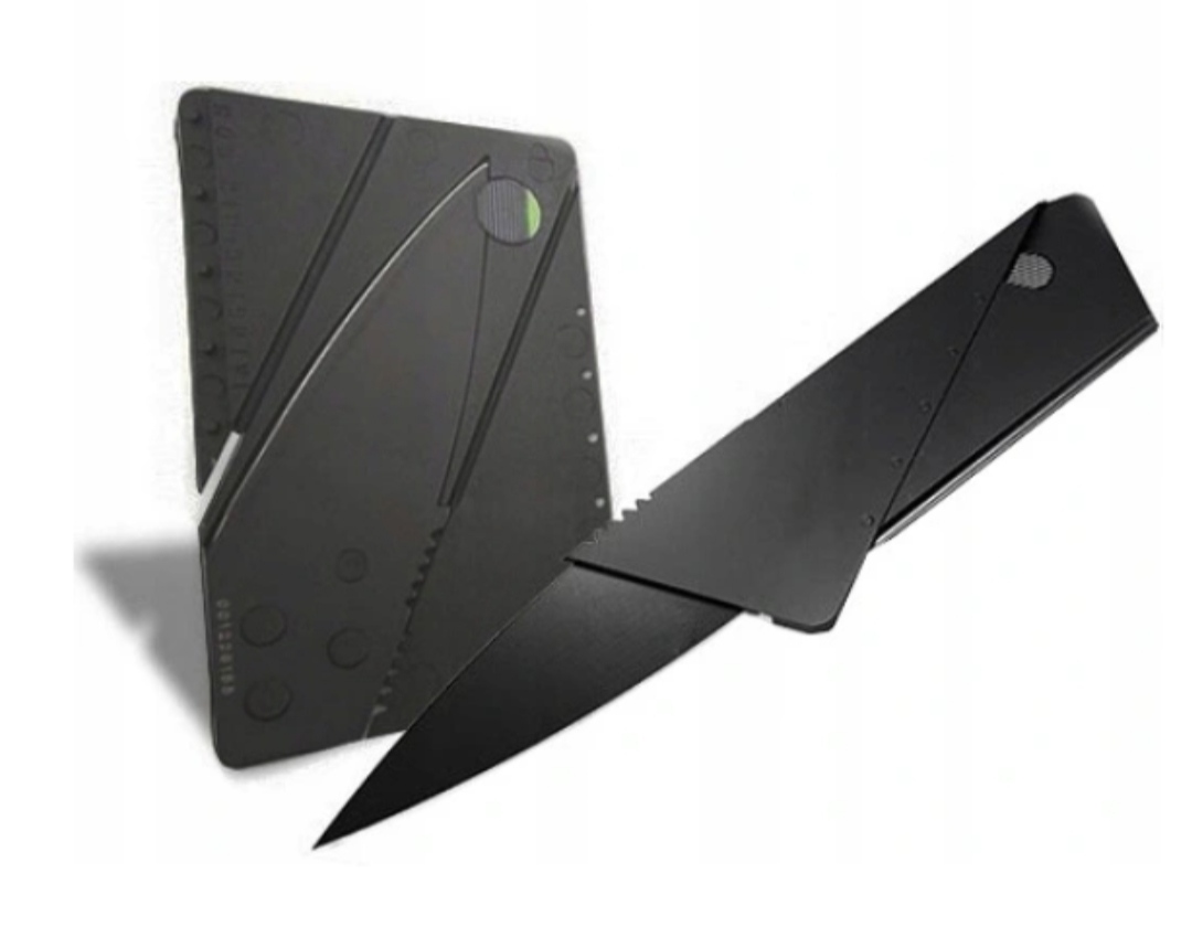 Karta nóż rozkładany survival card scyzoryk grzyby ukryty malutki nożyk hit