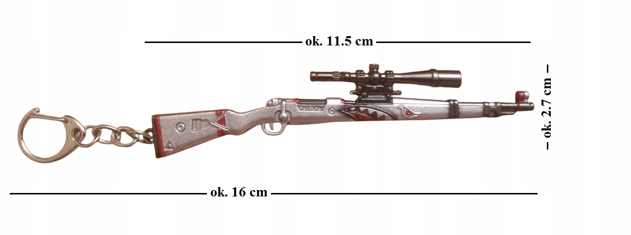 Breloczek PUBG Counter Strike Karabin Mauser Kar98K Wehrmacht 7.92 x 57 mm