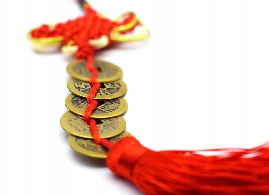 BRELOCZEK SZNUR TALIZAM FENG SHUI CHIŃSKA MONETA SZCZĘŚCIE TALISMAN LUCK