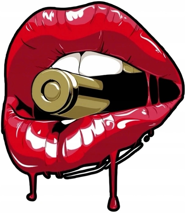 Seksowna Naklejka na Samochód do Auta Tuning Czerwona Usta Pocisk Nabój Red