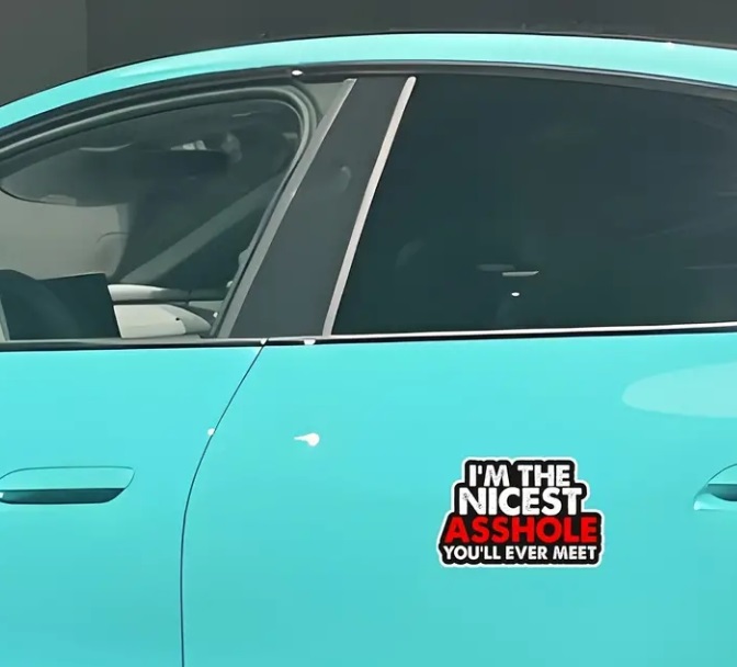 Naklejka Jestem najmilszym Dupkiem na Twojej Drodze JOKE PRUNK WLEPKA AUTO