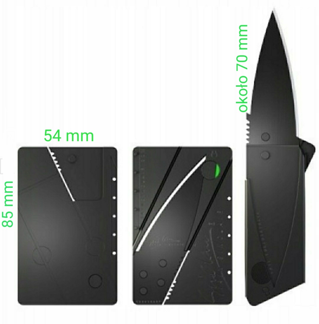 Karta nóż rozkładany survival card scyzoryk grzyby ukryty malutki nożyk hit