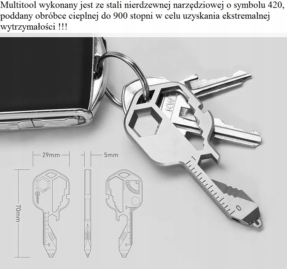 Brelok survivalowy śrubokręt multitools do kluczy
