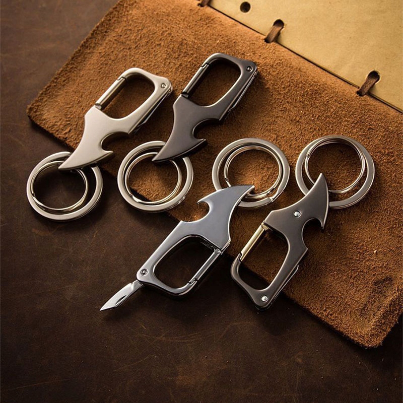 Karabińczyk do kluczy Breloczek Mini Nożyk EDC Otwieracz do butelek 2 kółka