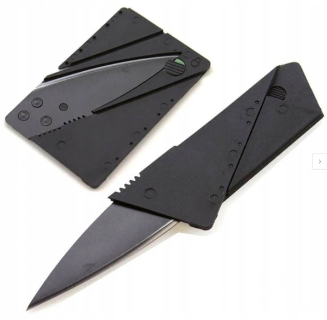 Karta nóż rozkładany survival card scyzoryk grzyby ukryty malutki nożyk hit