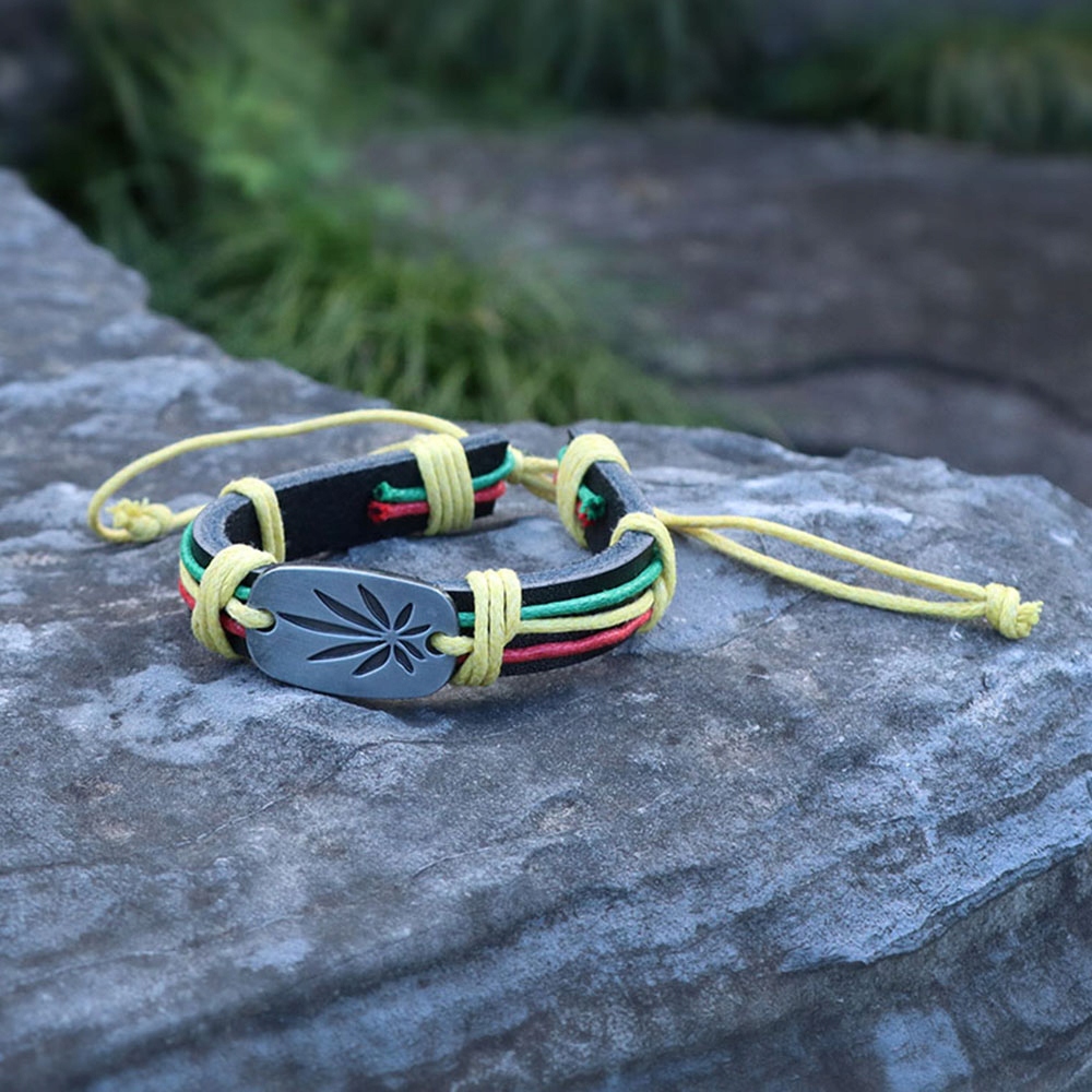 Bransoletka Maryśka Trawka Skóra Rzemień Rasta Man Blant Bob Marley Reggae