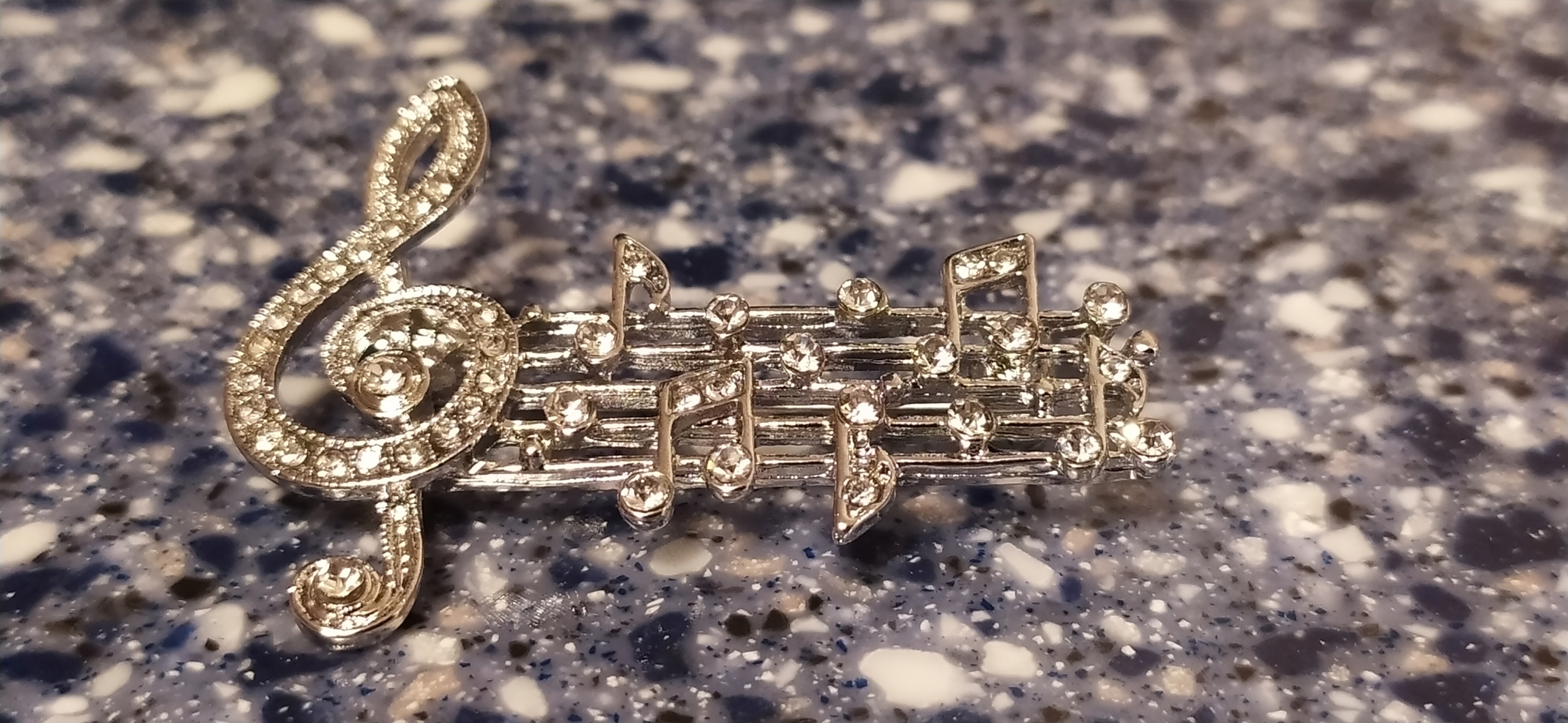 Przypinka Klucz Wiolinowy Artysta Muzyk Zapis Nuty Srebrny Ozdoba Koncert