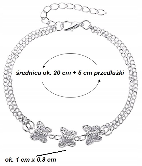 Bransoletka Motylki 3 srebrne BOHO Delikatne Modne