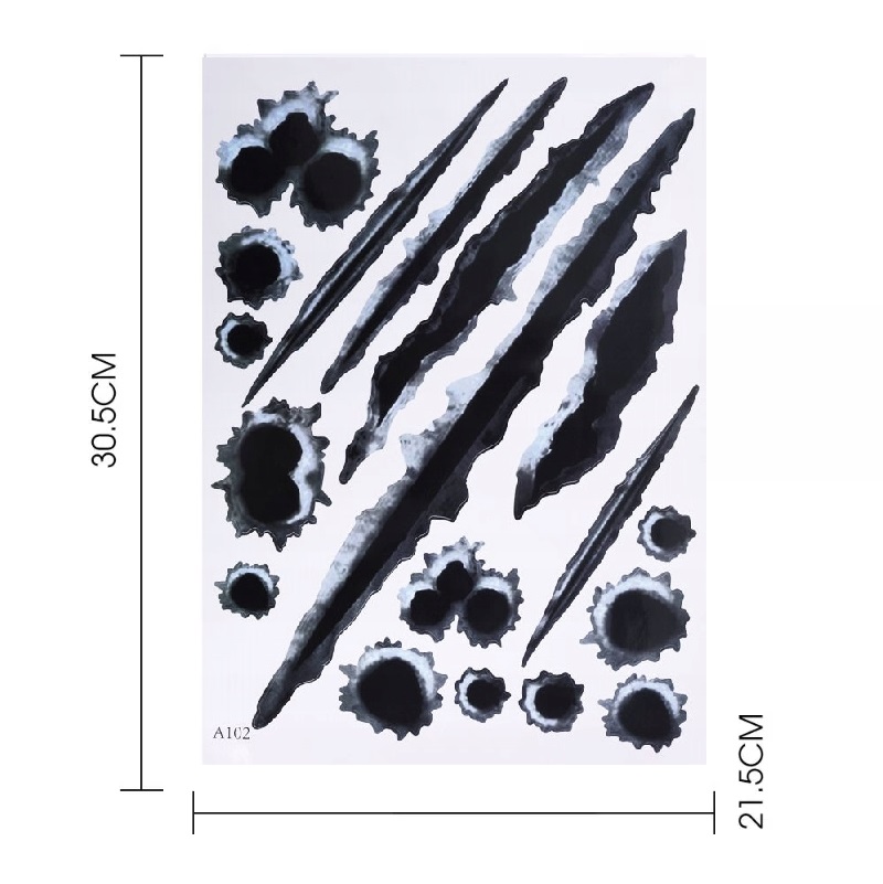Naklejka 3D samochód dziury po kulach zadrapanie pazury auto tuning krecha