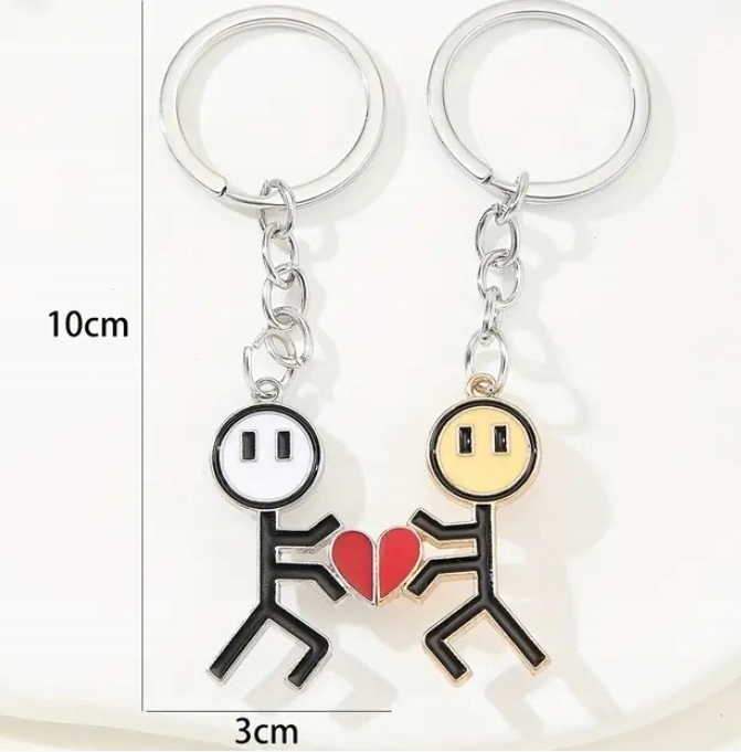Breloczki Komplet dla Par dla Zakochanych Dwa Ludziki z Sercem Magnetyczne