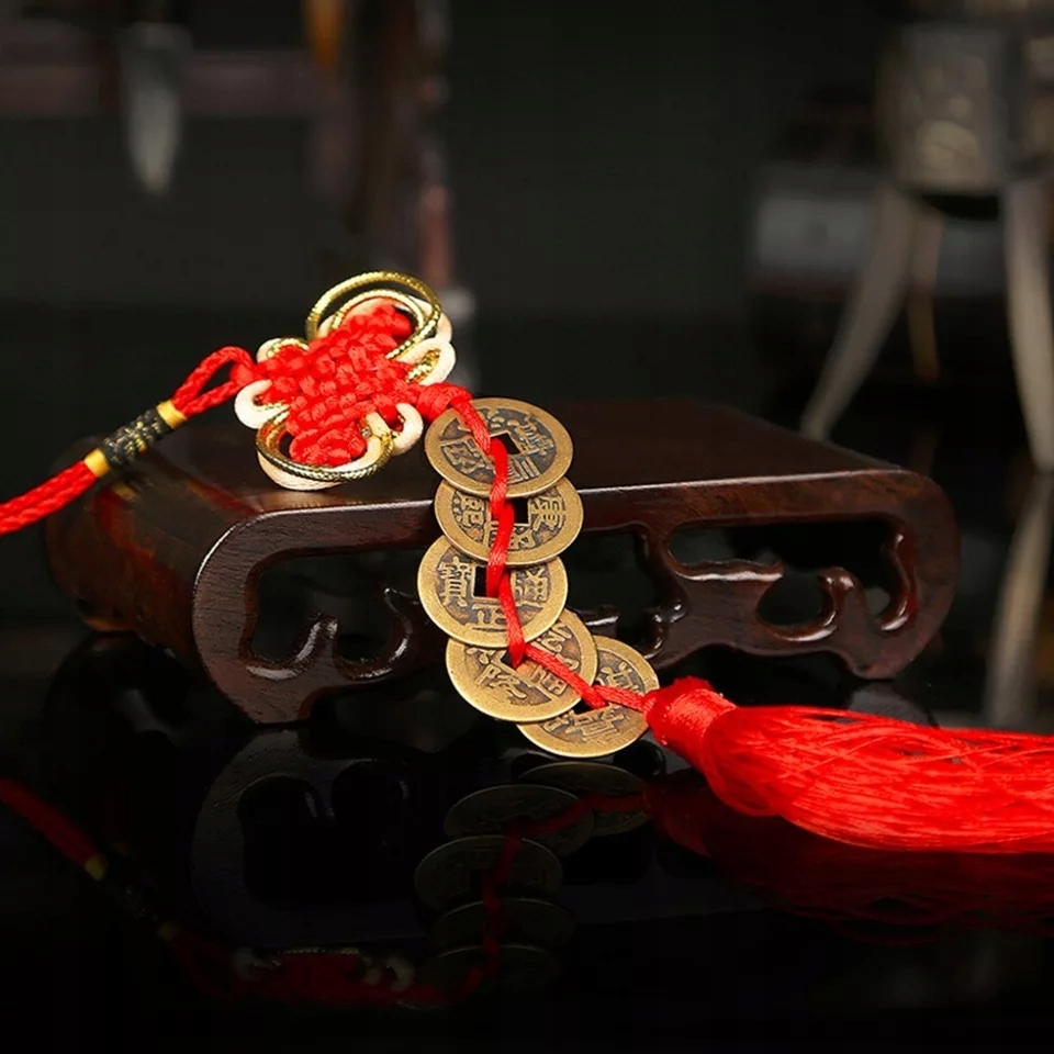 BRELOCZEK SZNUR TALIZAM FENG SHUI CHIŃSKA MONETA SZCZĘŚCIE TALISMAN LUCK