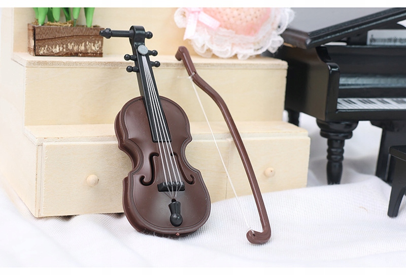 Mini Skrzypce dla Lalki miniaturowy instrument strunowy DOLLHAUSE Kukiełki