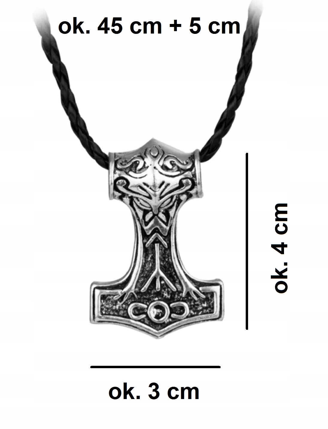 Naszyjnik Totem Amulet Mjolnir Thor Odyn Runy Młot