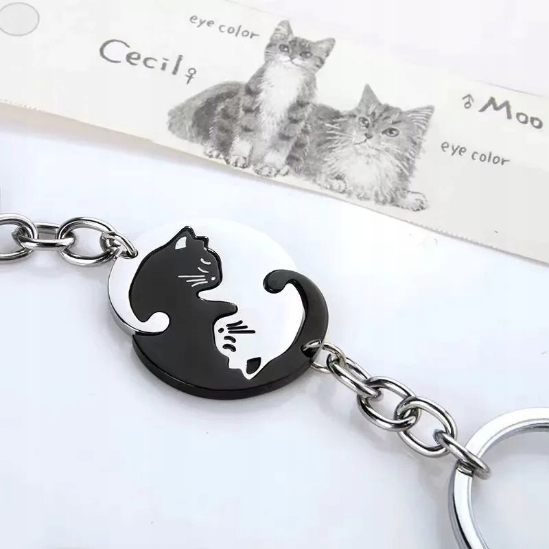 Brelok Yin Yang 2 Koty Miłość Partnerstwo Oddanie 1 Para dla Zakochanych 2x