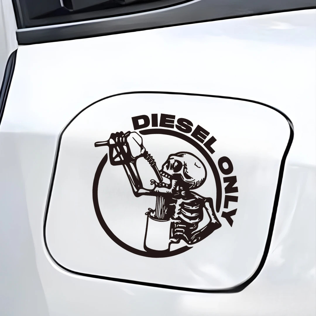 Naklejka Wlepka na Samochód Motor Wlew Paliwa DIESEL ONLY Kościotrup Skull