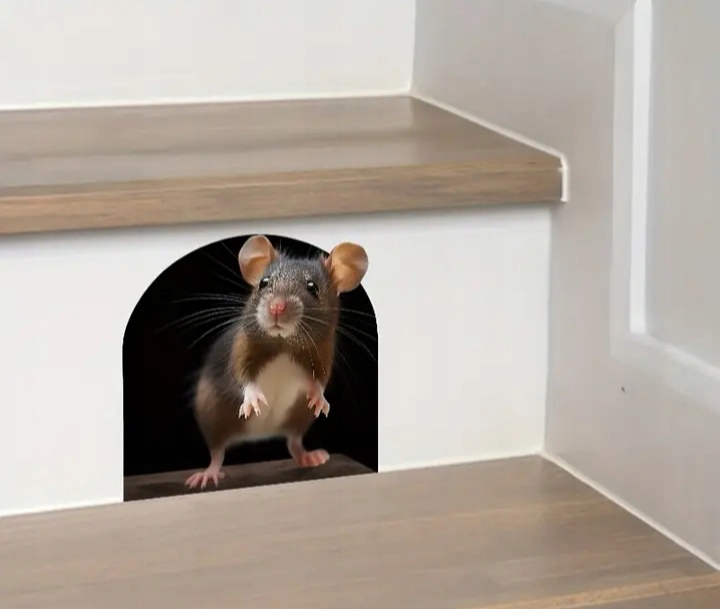 Naklejka realistyczna 3D Naścienna Myszka w Ścianie Mysia Dziura The Mouse