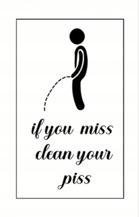 Naklejka na Tron Toaletę Kibel WC If You Miss Clean Your Piss Ostrzeżenie
