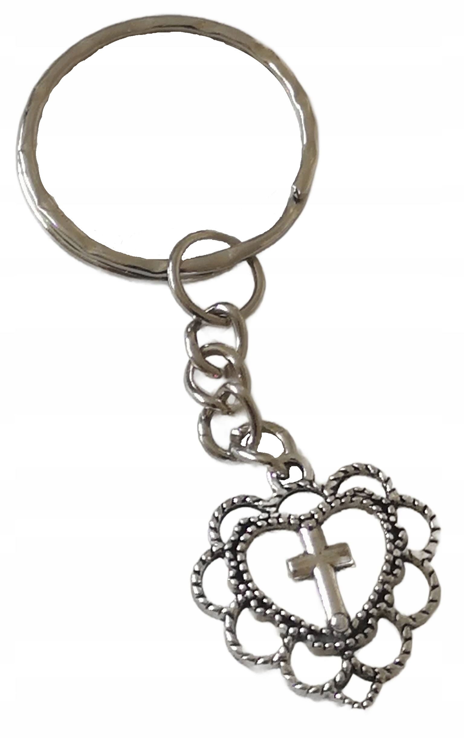 Breloczek Serduszko z Krzyżykiem Krucyfiks Brelok dla Wierzących I Pamiątka