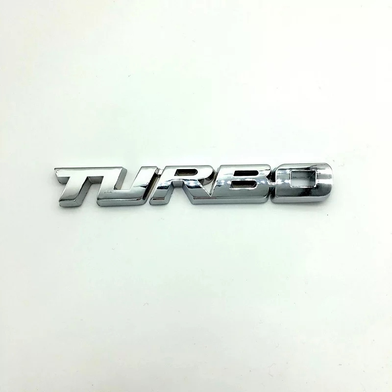 Emblemat Turbo Turbinka Drag Speed Srebrny NAPIS Silver Wyścigi Naklejka