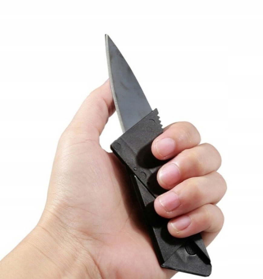 Karta nóż rozkładany survival card scyzoryk grzyby ukryty malutki nożyk hit