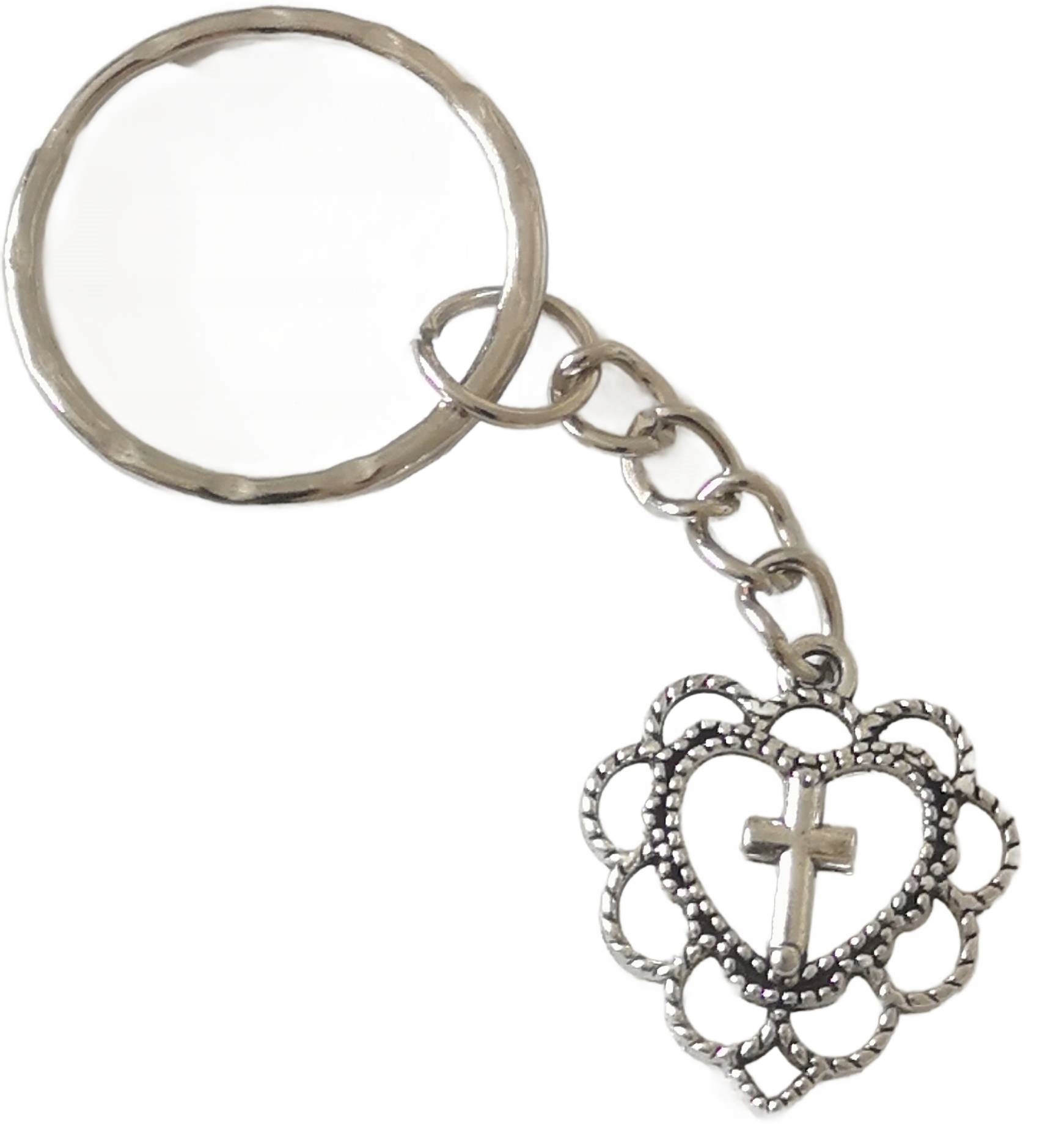 Breloczek Serduszko z Krzyżykiem Krucyfiks Brelok dla Wierzących I Pamiątka