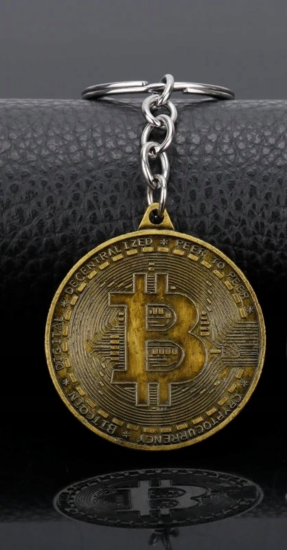 1 2409 Breloczek Moneta Bitcoin Krypto Waluta Brąz Blockchain Mining