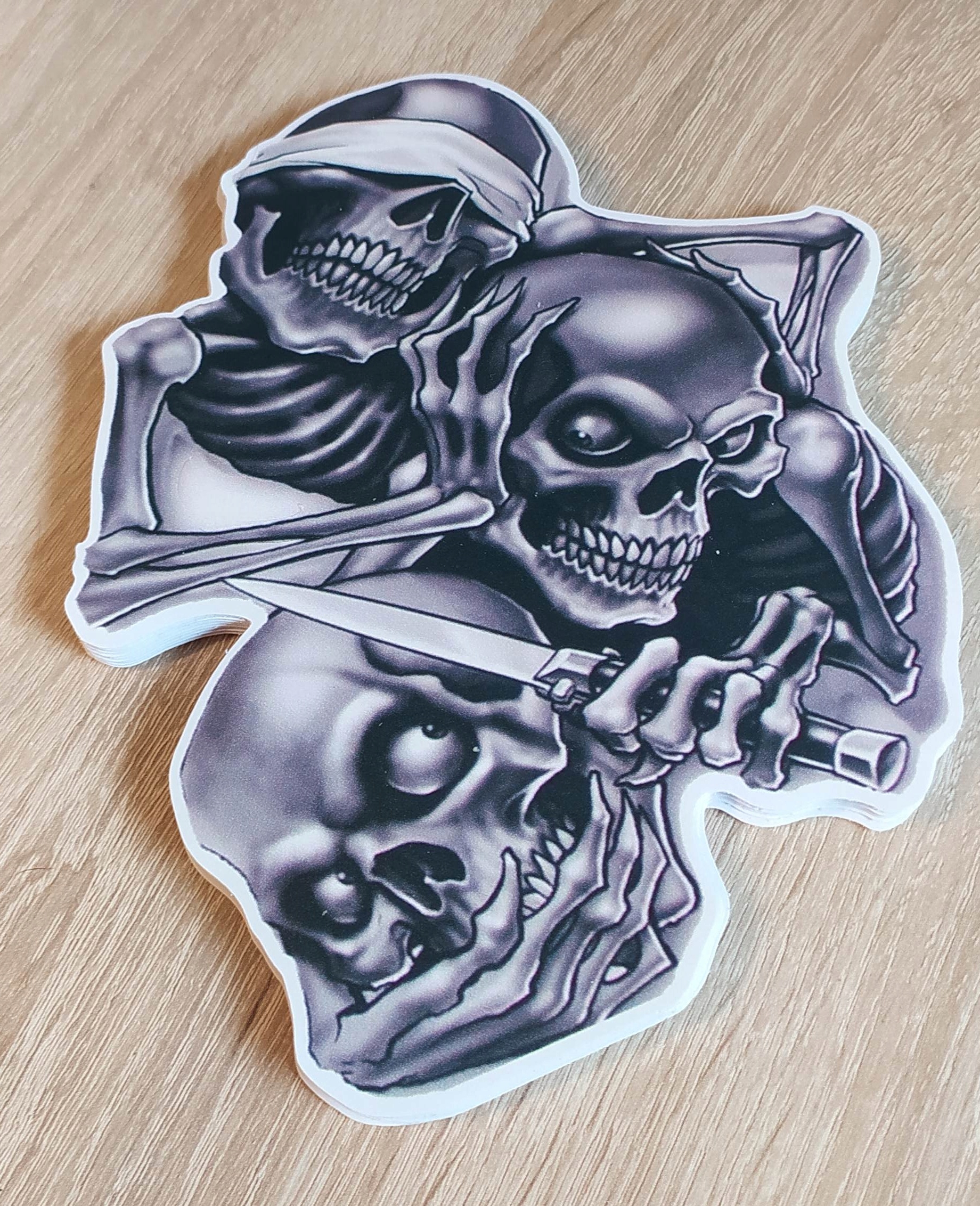 Skrytobójca wlepka sztylet Vinyl ślepiec naklejka Kostucha Śmierć Ciii ...