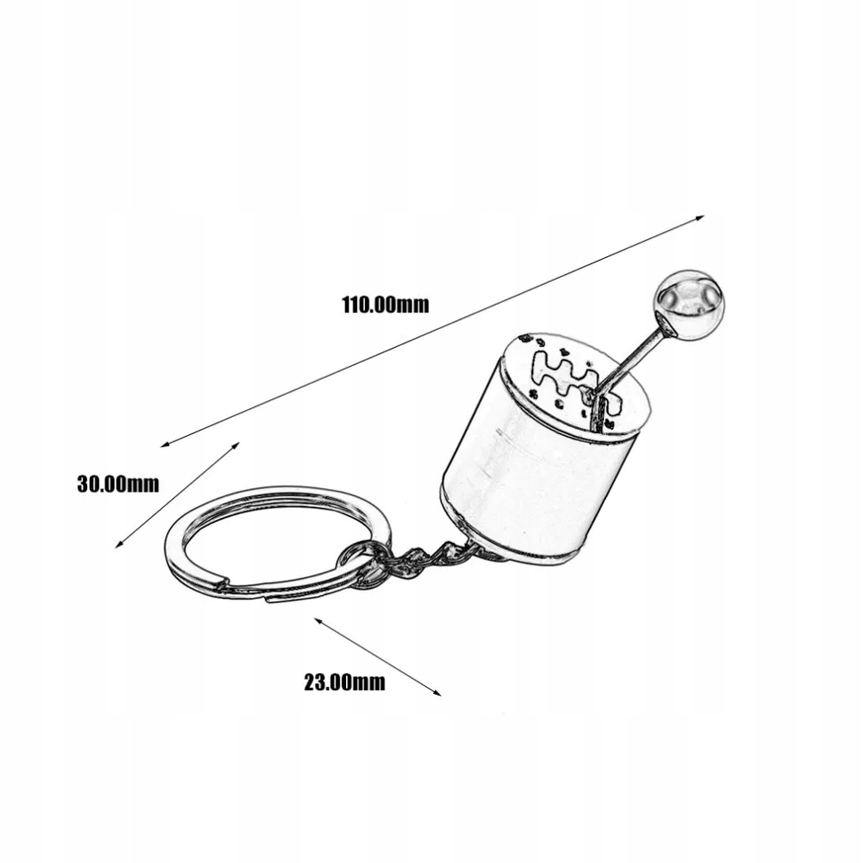 Breloczek do kluczy Samochodowy skrzynia biegów Czarna metalowa Tuning Gift