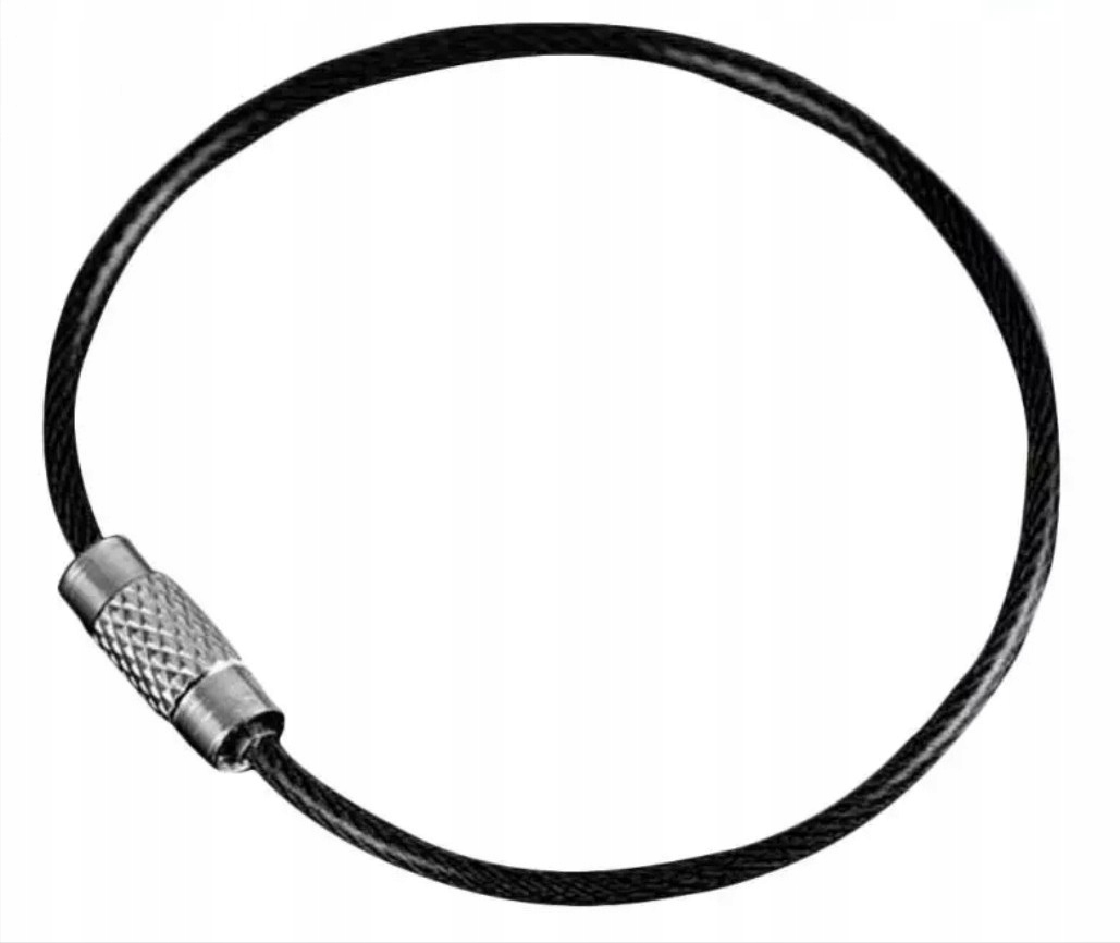 Brelok pętla do kluczy linka stalowa w pcv czarna Kółeczko na Gwint Gadżet