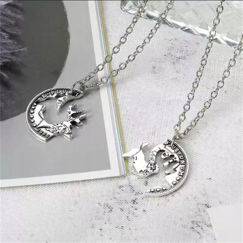 Naszyjnik PRZYJAŹŃI i Miłości komplet Jeleń Łania Dla Myśliwego Dla Niego