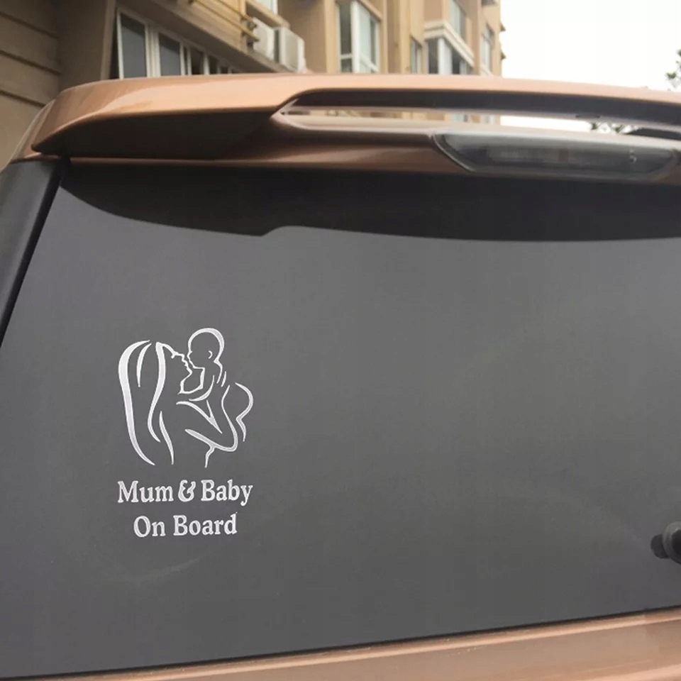 Wlepa Mama i Dziecko Nalepka na samochód Pojazd na Drogę Informacja Srebrna