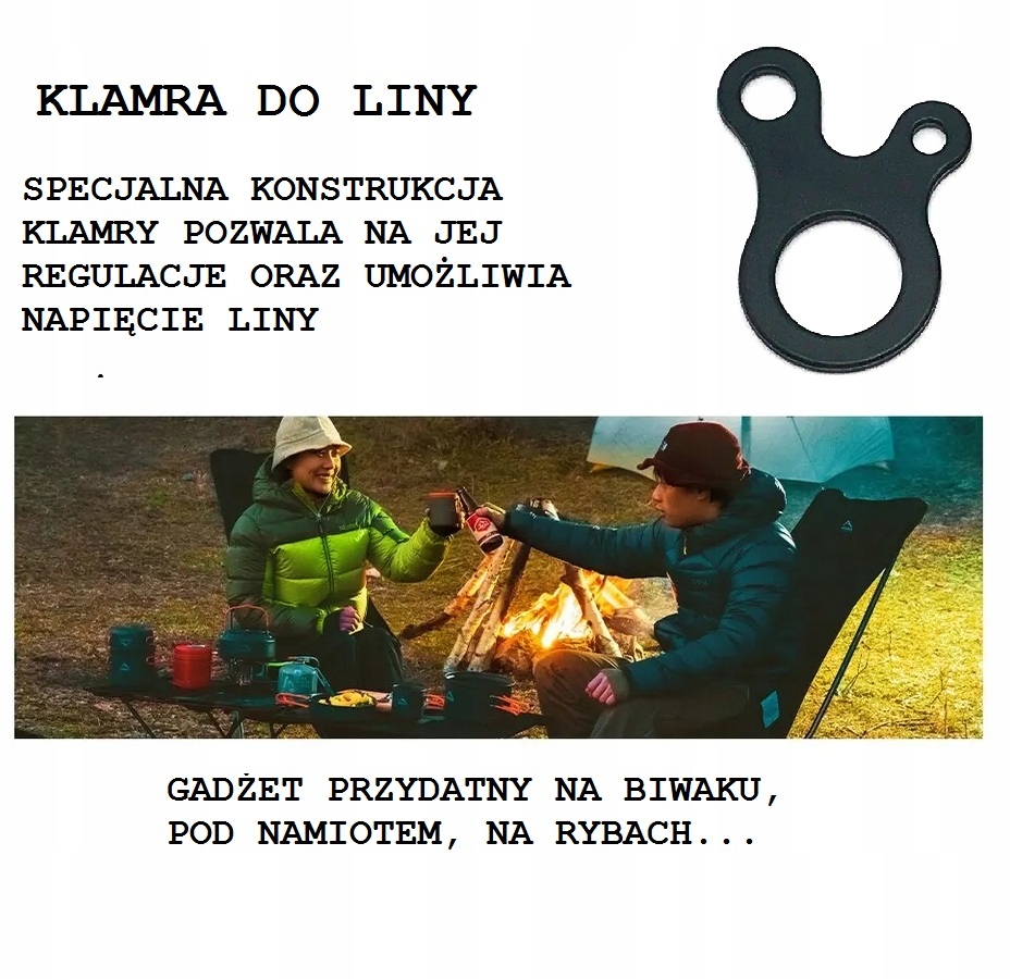 Hak Klamra do Liny Naciąg Namiotu na Biwak Na Pranie Do Lampy Kampera EDC