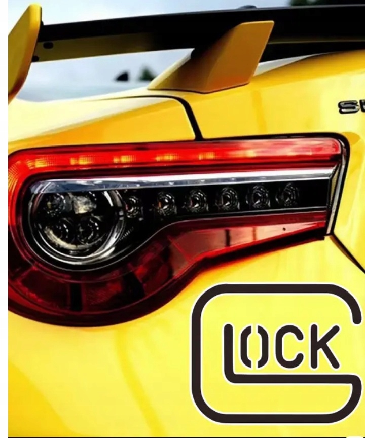 Naklejka Czarna GLOCK na Samochód Auto Motor do Tuning Ozdoba Strzelectwo