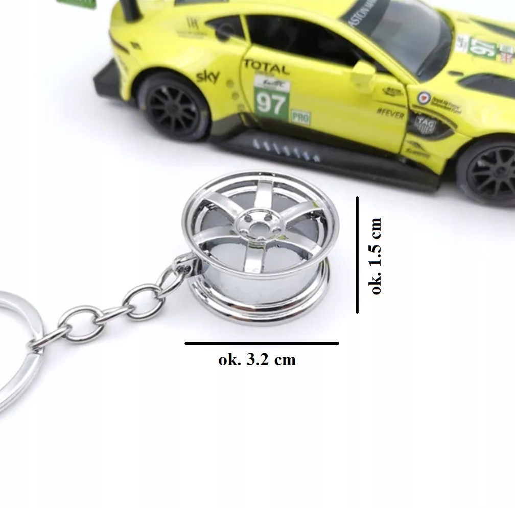 Brylok breloczek samochodowy Alufelga Srebrna NFS Alusy Chromowana Felga