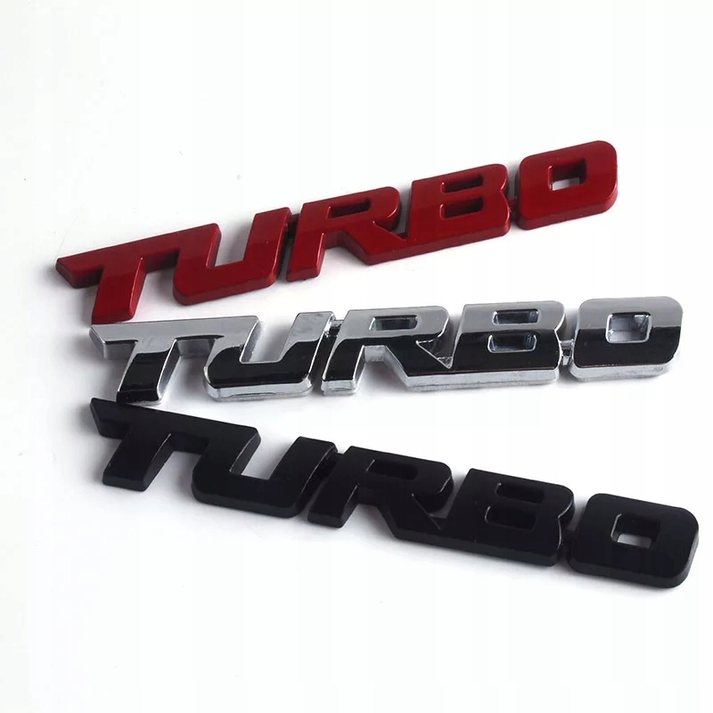 Emblemat Turbo Turbinka Drag Speed Srebrny NAPIS Silver Wyścigi Naklejka