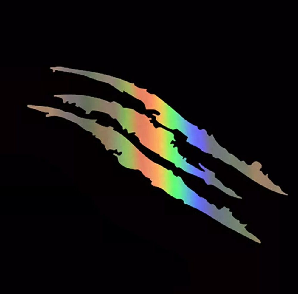 Nalepka tuning piętno tęcza laser MONSTER Pazury Multikolor Zadrapanie