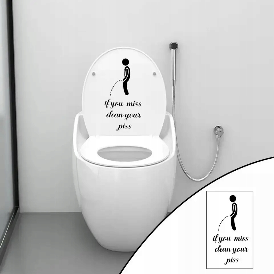 Naklejka na Tron Toaletę Kibel WC If You Miss Clean Your Piss Ostrzeżenie