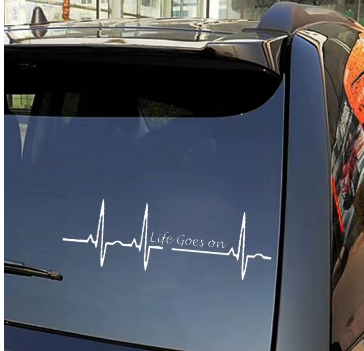 Naklejka Wlepka na Auto Sticker Life Goes On - Życie toczy się dalej motto