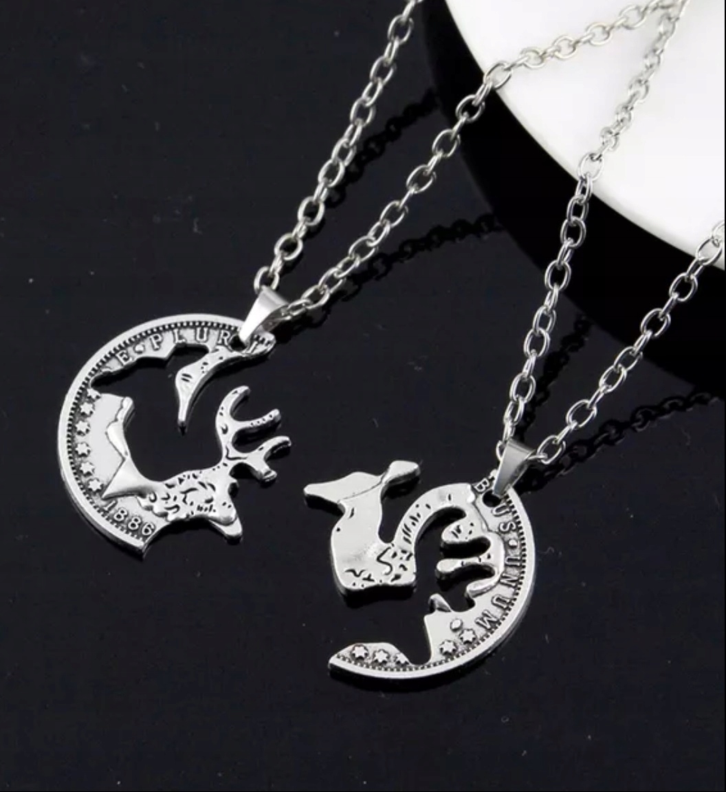 Naszyjnik PRZYJAŹŃI i Miłości komplet Jeleń Łania Dla Myśliwego Dla Niego
