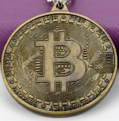 1 2409 Breloczek Moneta Bitcoin Krypto Waluta Brąz Blockchain Mining