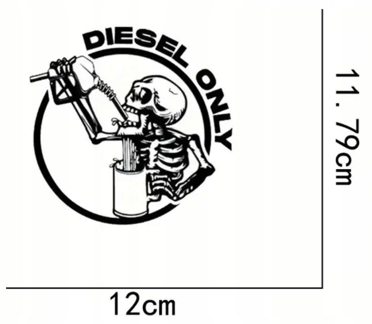 Naklejka Wlepka na Samochód Motor Wlew Paliwa DIESEL ONLY Kościotrup Skull