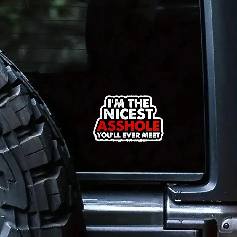 Naklejka Jestem najmilszym Dupkiem na Twojej Drodze JOKE PRUNK WLEPKA AUTO