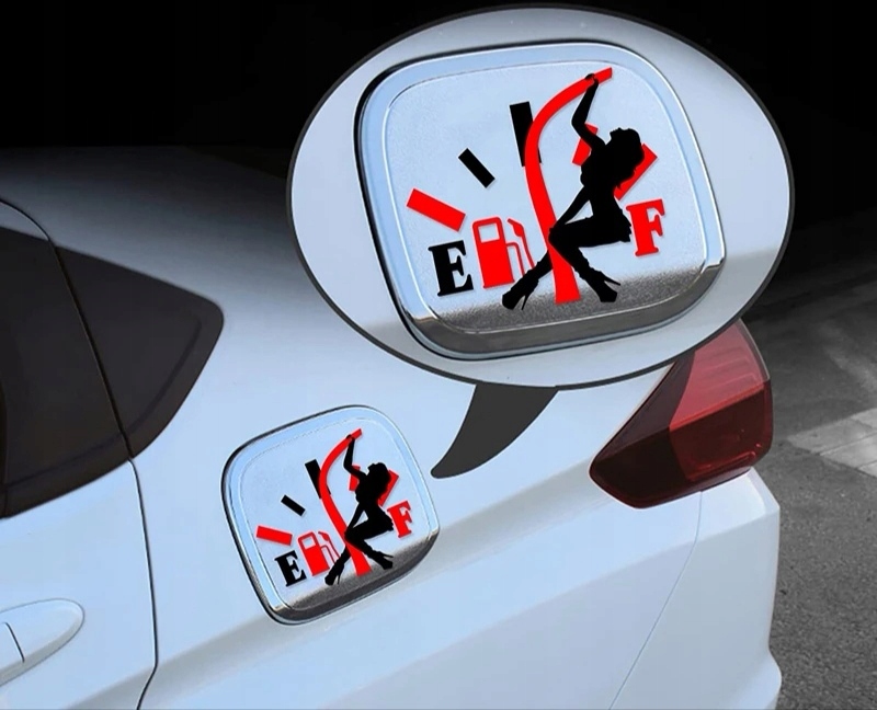 Naklejka Kobitka na Wlew Paliwa Niski Poziom Wachy No Empty Laska