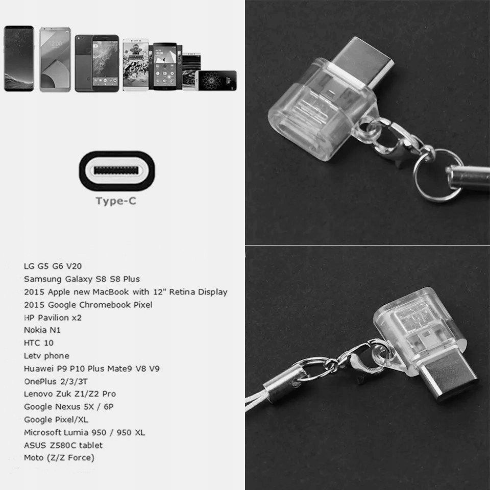 ADAPTER brelok micro usb b na c huawei htc samsung
